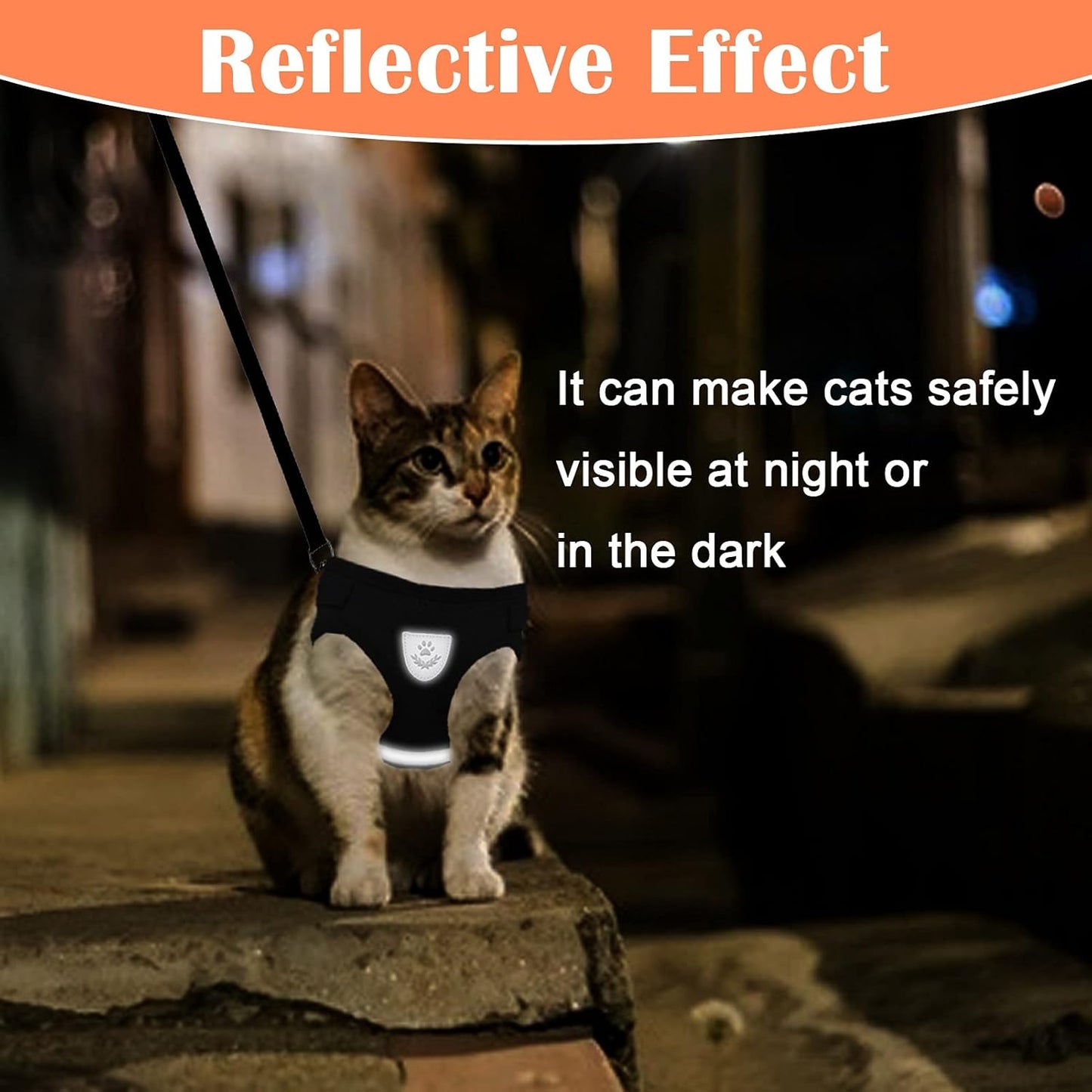 Cat Harness and Leash for Walking Escape Proof No Pull Dog Harnesses for Small Dogs Vest Adjustable Easy Control Kitten Harness and Leash Reflective Breathable Cat Leash and Harness Set (Black, XS)