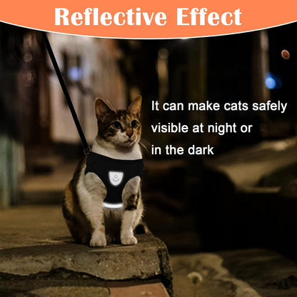 Cat Harness and Leash for Walking Escape Proof No Pull Dog Harnesses for Small Dogs Vest Adjustable Easy Control Kitten Harness and Leash Reflective Breathable Cat Leash and Harness Set (Black, XS)