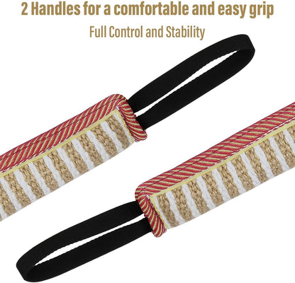 Dog Tug Toy Dog Training Bite Pillow Jute Bite Toy - Best for Tug of War, Puppy Training Interactive Play - Interactive Toys for Small and Medium Dogs (Striped, 11.8" X 3.15")
