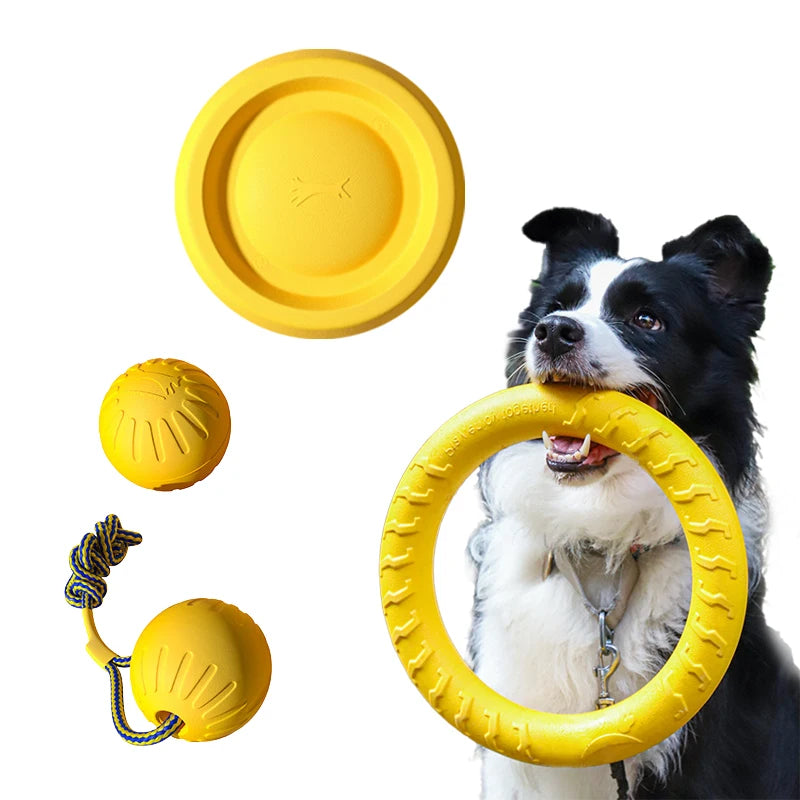EVA Durable Dog Toys 4 Pack Flying Disc + Ball + Tug Rope for Puppy&Adult Dogs Chew-Proof Teeth Cleaning Set（2024 Best Seller）