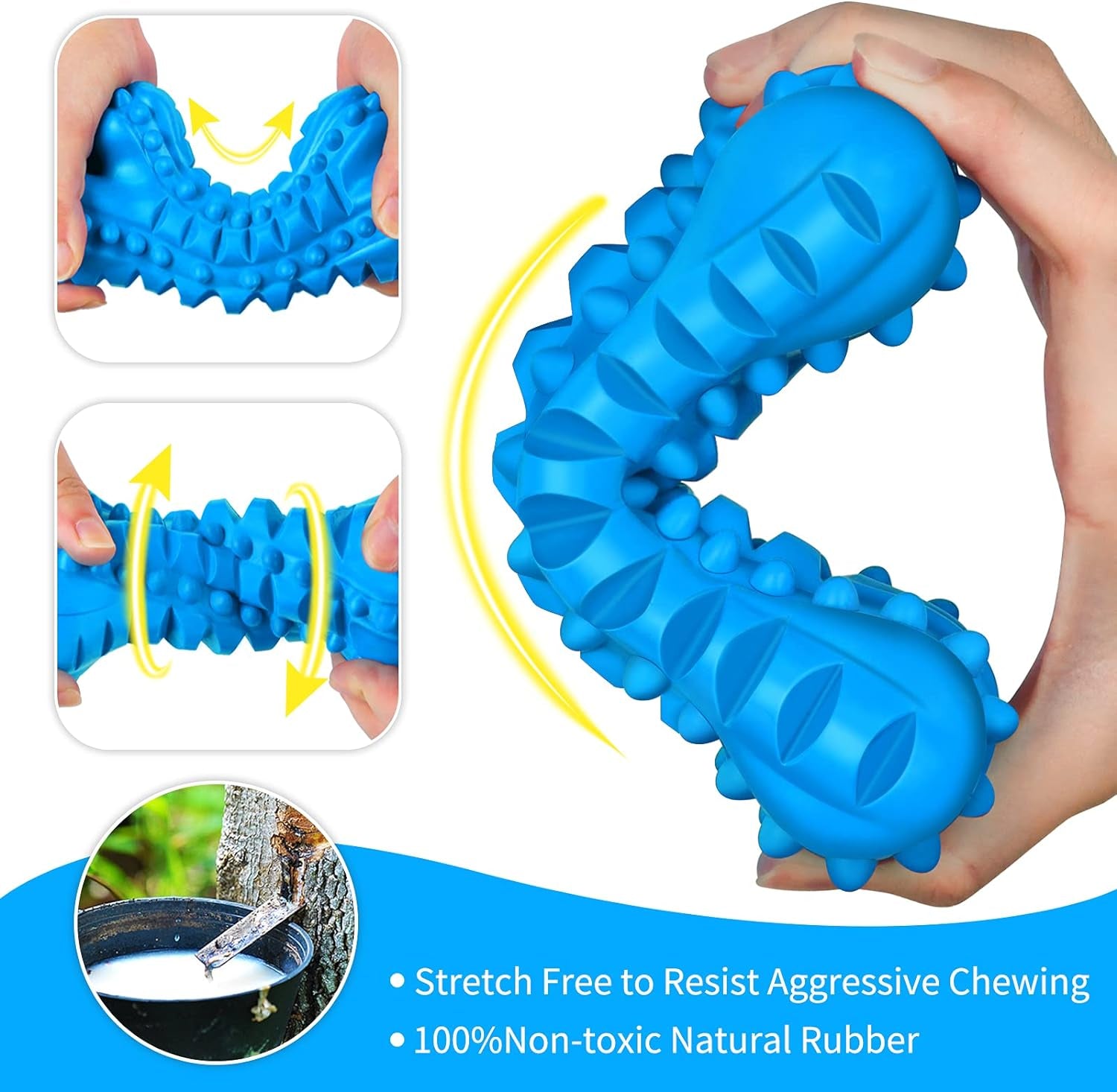 Dog Toys for Aggressive Chewers Large Breed, Durable Dog Bones Squeaky Chew Toy, Nearly Indestructible Dog Toys for Large, Tough Natural Rubber Puppy Chew for Medium Teeth Cleaning