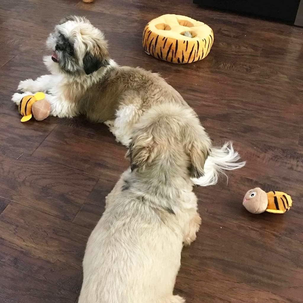 Hide and Seek Plush Dog Toy Squeaky Bee Interactive Puppy Toys, Durable Enrichment Toys for Mental Stimulation Anxiety Relief (Fun Training Game)