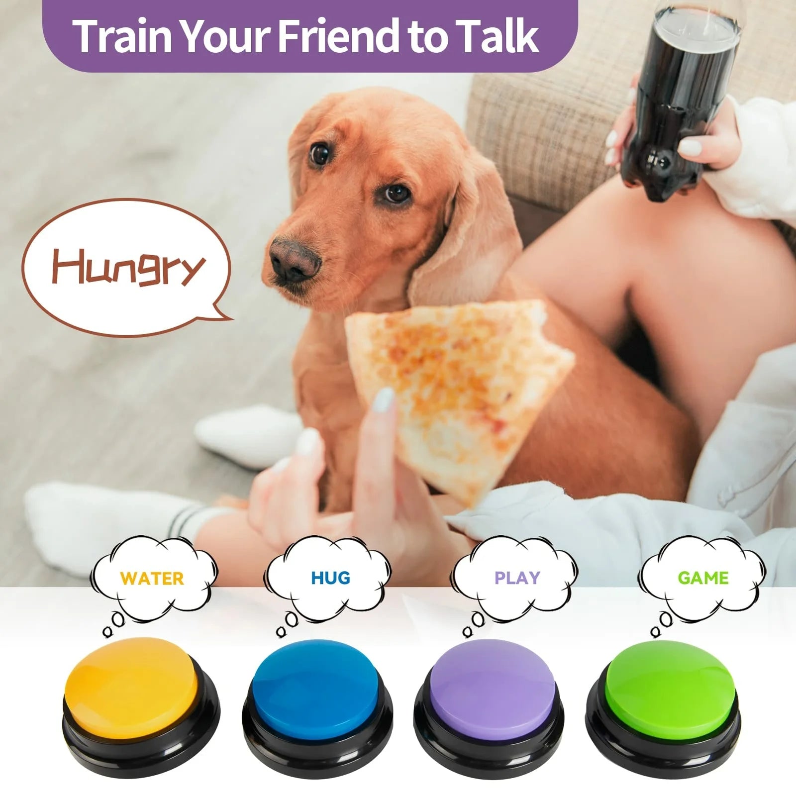 Recordable Pet Starter Talking Speaking Buttons Dog Training Communication Toys Interactive Toys for Cat Dog 4PCS