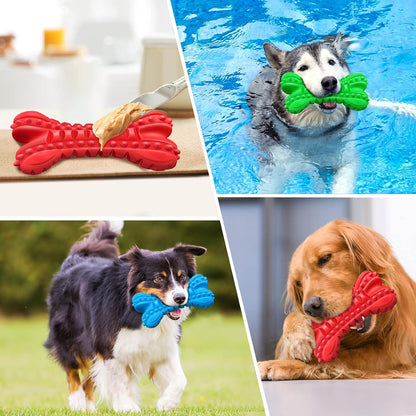 Dog Toys for Aggressive Chewers Large Breed, Durable Dog Bones Squeaky Chew Toy, Nearly Indestructible Dog Toys for Large, Tough Natural Rubber Puppy Chew for Medium Teeth Cleaning