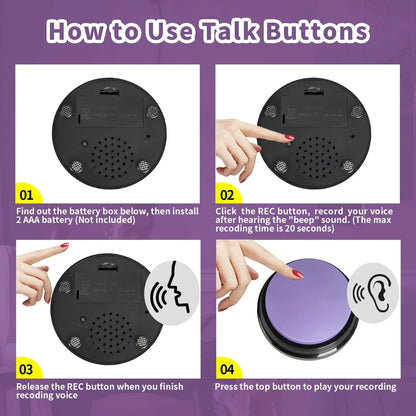 Recordable Pet Starter Talking Speaking Buttons Dog Training Communication Toys Interactive Toys for Cat Dog 4PCS